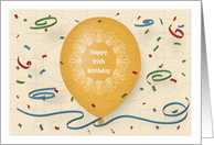 Happy 99th Birthday with orange balloon and puzzle grid card