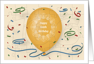 Happy 106th Birthday with orange balloon and puzzle grid card