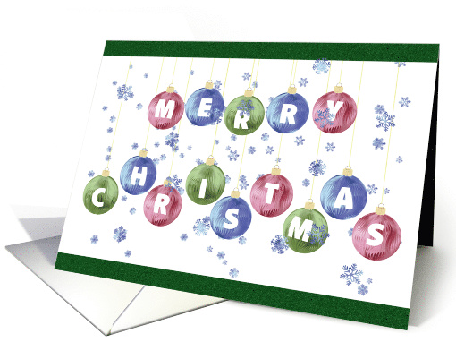 Merry Christmas with Bright Ornaments and Snowflakes card (1715198)