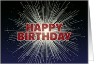 Happy Birthday with Exploding Fireworks card