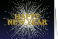 Happy New Year with Exploding Fireworks card