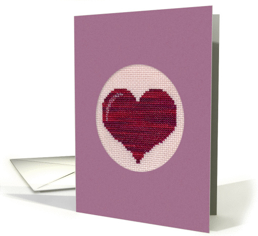 Valentine's Day Cross-Stitched Heart card (896576)