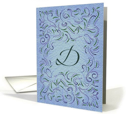 Monogram, Letter D with blue background card (946538)