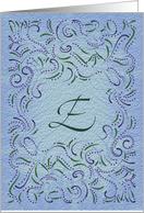 Monogram, Letter E with blue background card