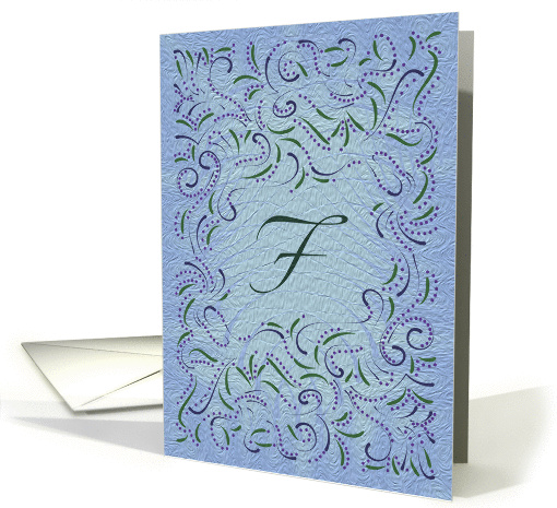 Monogram, Letter F with blue background card (946544)