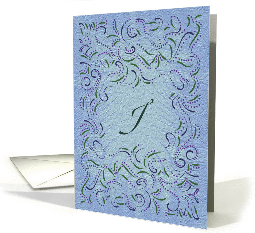 Monogram, Letter I with blue background card (946548)