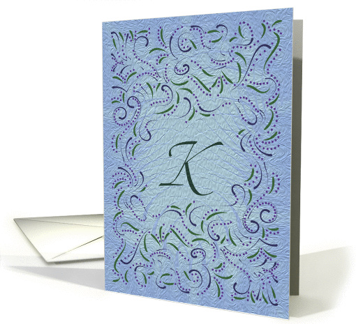 Monogram, Letter K with blue background card (946555)