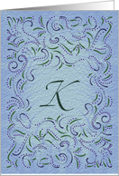 Monogram, Letter K with blue background card