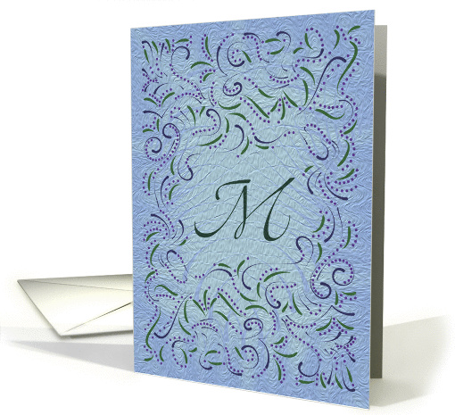 Monogram, Letter M with blue background card (946559)