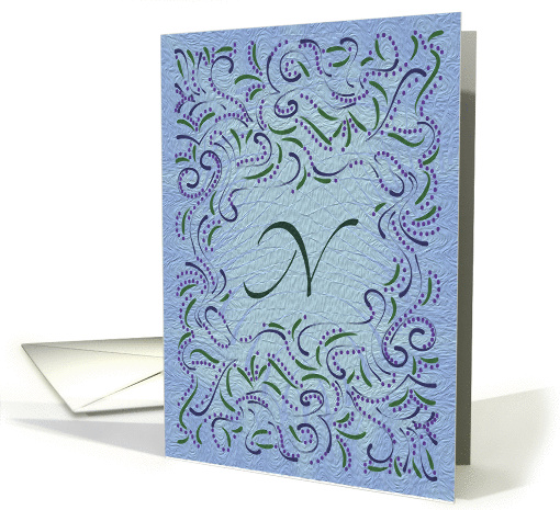 Monogram, Letter N with blue background card (946560)