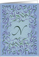 Monogram, Letter N with blue background card