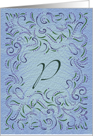 Monogram, Letter P with blue background card