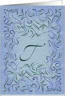 Monogram, Letter T with blue background card