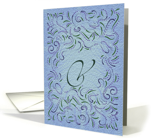 Monogram, Letter V with blue background card (946586)