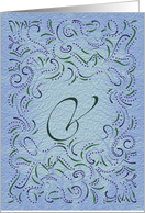 Monogram, Letter V with blue background card