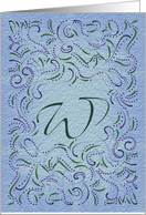 Monogram, Letter W with blue background card