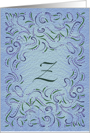 Monogram, Letter Z with blue background card