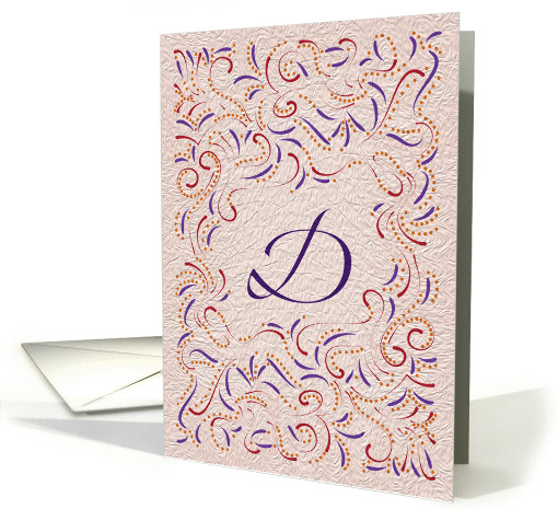 Monogram, Letter D with red background card (946603)