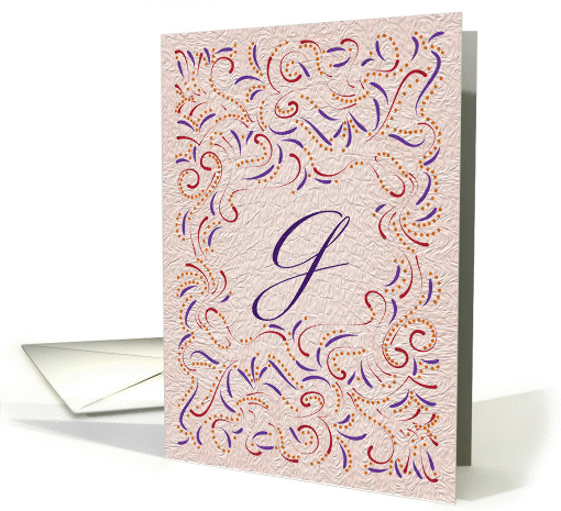 Monogram, Letter G with red background card (946610)