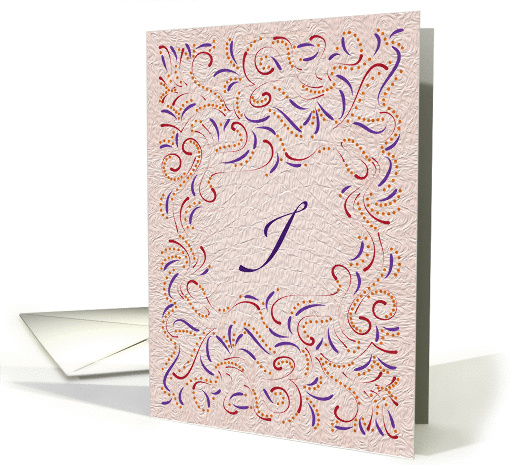 Monogram, Letter I with red background card (946620)