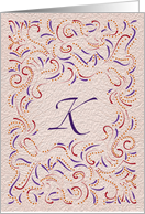Monogram, Letter K with red background card