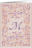 Monogram, Letter M with red background card