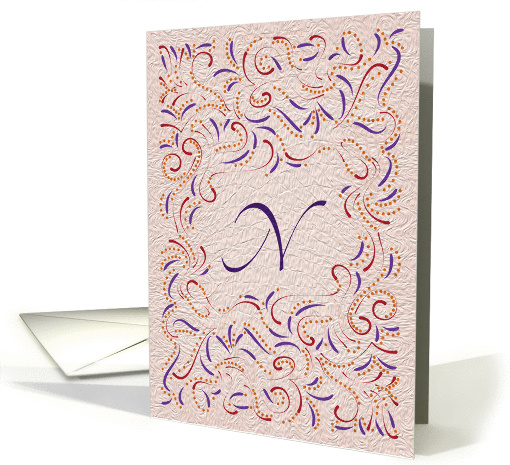 Monogram, Letter N with red background card (946625)