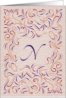 Monogram, Letter N with red background card