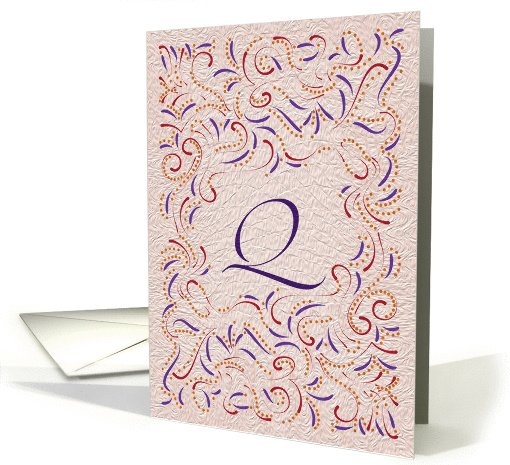 Monogram, Letter Q with red background card (946628)