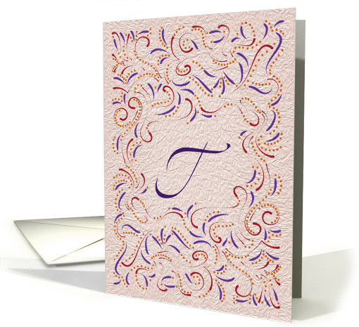 Monogram, Letter T with red background card (946631)