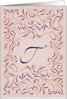 Monogram, Letter T with red background card