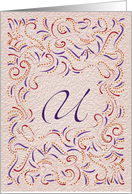 Monogram, Letter U with red background card