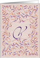 Monogram, Letter V with red background card