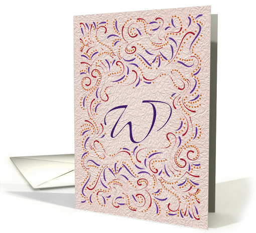 Monogram, Letter W with red background card (946635)