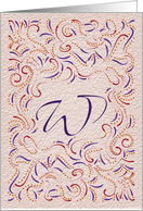 Monogram, Letter W with red background card