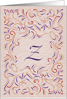 Monogram, Letter Z with red background card