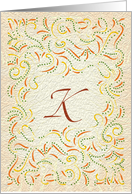 Monogram, Letter K with yellow background card