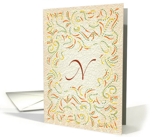 Monogram, Letter N with yellow background card (946654)