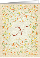 Monogram, Letter N with yellow background card