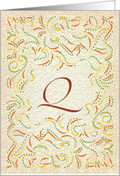 Monogram, Letter Q with yellow background card