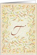 Monogram, Letter T with yellow background card
