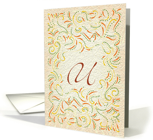 Monogram, Letter U with yellow background card (946664)