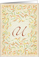 Monogram, Letter U with yellow background card