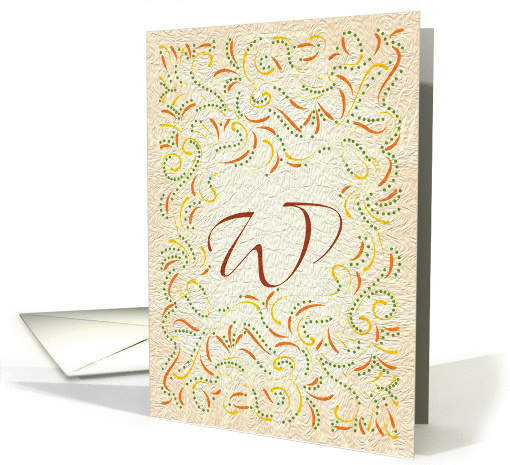 Monogram, Letter W with yellow background card (946666)
