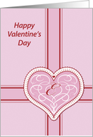 Valentines Day, monogram ’E’ with filigree pink heart, Blank Note Card