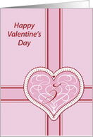 Valentines Day, monogram ’Z’ with filigree pink heart, Blank Note Card