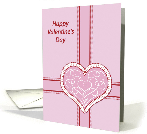 Valentines Day, Filigree Pink Heart, Blank Note card (962827)