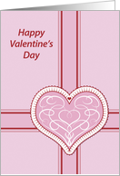 Valentines Day, Filigree Pink Heart, Blank Note Card