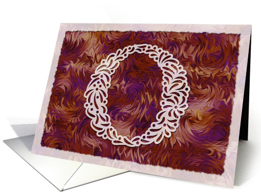 Ornamental Monogram 'O' with warm red background card (975823)