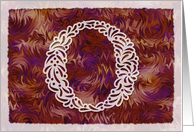 Ornamental Monogram ’O’ with warm red background card